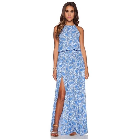 Show Me Your MuMu Sea Breeze Blue Heather Halter Dress NWT S Small - Picture 1 of 11